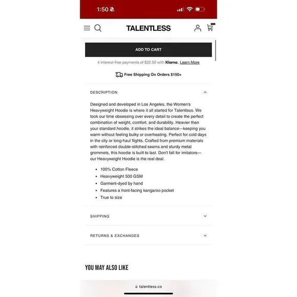 Talentless Womens Heavyweight Hoodie - Picture 5 of 5